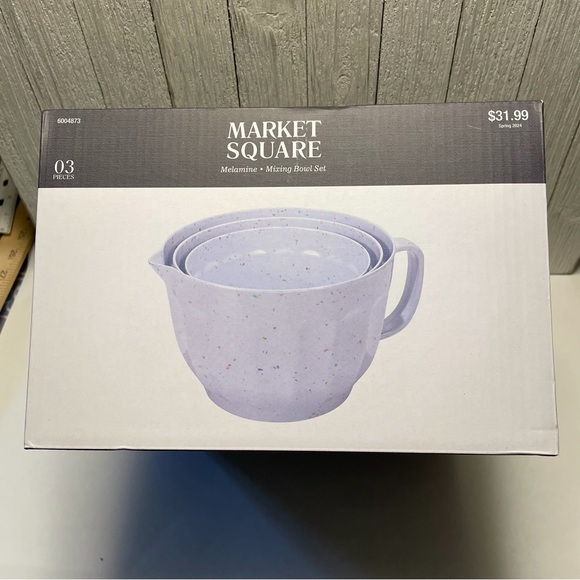 3 Melamine Mixing Bowl Set Nesting Market Square Lightweight NIB - Picture 5 of 6